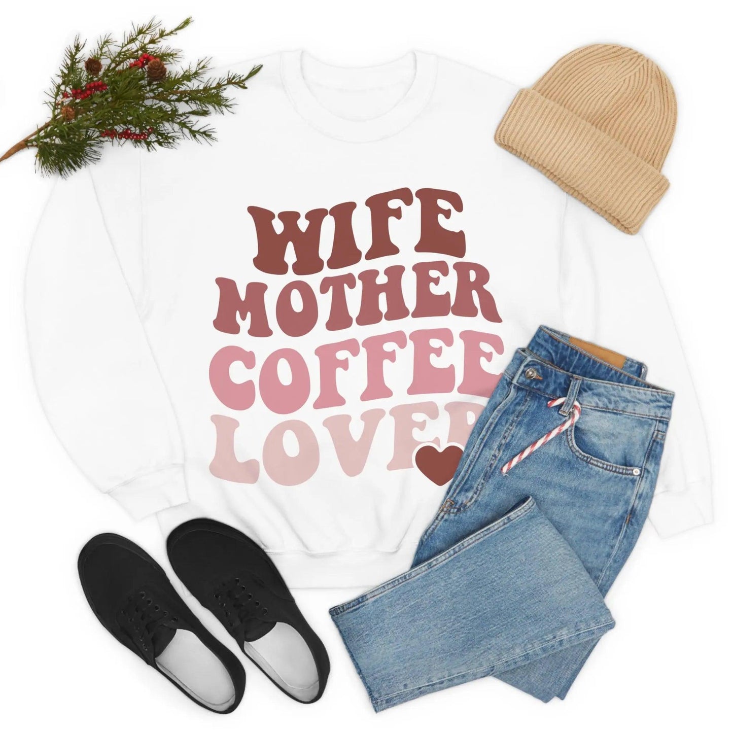 Wife Mother Coffee Lover - Crewneck Sweatshirt Printify